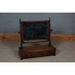19th century mahogany swing frame toilet mirror, with turned supports and a rectangular glass