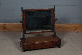 19th century mahogany swing frame toilet mirror, with turned supports and a rectangular glass