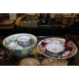 Collection of mostly Chinese ceramics, to include a large floral bowl, bowls and saucers etc., (