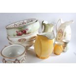 Collection of wash bowls and jugs etc (Qty)