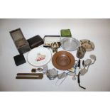 Mixed lot, ash trays, Ladies watch, RNLI spoons, pipe, pin box, beaker, etc, (qty)