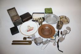 Mixed lot, ash trays, Ladies watch, RNLI spoons, pipe, pin box, beaker, etc, (qty)