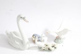 Four Lladro porcelain geese, the tallest 21cm (4)