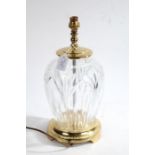 Waterford crystal glass table lamp, with brass fitting and base, with shade, approx. 37cm tall