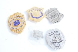 Selection of U.S. Navy Police and state Police badges, (5)