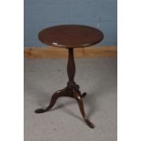 George III mahogany tilt top occasional table, the circular top above a turned column and tripod