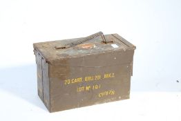 Metal military ammunition tin marked ' 20 CART ERU. 201 MK2'