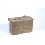 Metal military ammunition tin marked ' 20 CART ERU. 201 MK2'