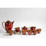 Carlton Ware 'Rouge Royale' porcelain coffee set, comprising coffee pot, cream jug, sugar bowl and