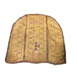 19th Century cloak, the yellow silk ground with embroidered foliate decoration, central Maltese