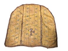 19th Century cloak, the yellow silk ground with embroidered foliate decoration, central Maltese