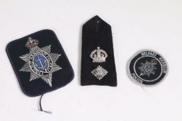 Police Superintendent rank epaulette, together with two Belfast Harbour Police cloth badges, (3)
