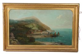 R Allan (British, 19th Century) Extensive View of Lynmouth Bay with Contisbury Hill beyond signed (