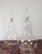 A large near pair of 19th Century glass hand blown Chemist Pharmacy Apothecary display carboy bottle
