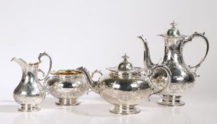 Victorian silver tea and coffee set, London 1860, maker Edward & John Barnard, consisting of teapot,
