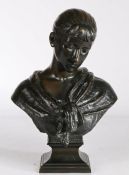 Thomas Nelson-Maclean (1845-1894) Meditation, bronze bust of a lady, signed & dated 1887, on