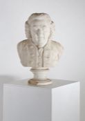 A 19th century marble library bust of Samuel Johnson, on socle base, 44cm high Samuel Johnson (