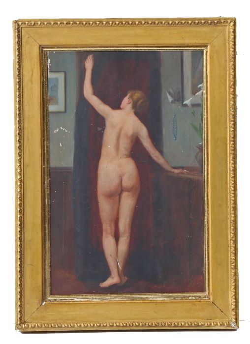 Attributed to Herman Gustave Herkomer (1862-1935) Standing Nude oil on canvas 34 x 21cm (13.5'' x