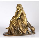 After Pierre-Alexandre Schoenewerk (1820-1885) Sappho, gilt-metal, figure modelled seated on