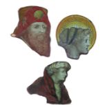 Attributed to Charles Eamer Kempe (1832-1897) Three stained glass figural panels; comprising the