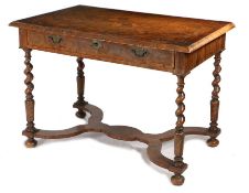 A William and Mary olivewood oyster-veneered side table, circa 1690, the rectangular top designed