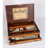 Large George III mahogany artists box by T. Reeves & Son, the shell marquetry inlaid hinged lid