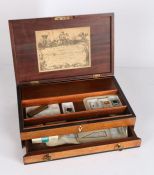 Large George III mahogany artists box by T. Reeves & Son, the shell marquetry inlaid hinged lid