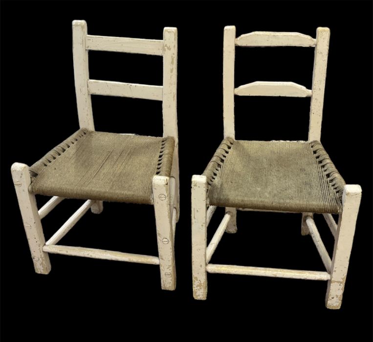 A matched set of four early 19th century Irish ladderback 'Sugan' chairs, County Cork, painted in - Image 2 of 2