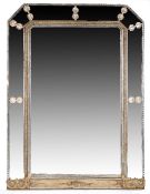 Impressive and large 19th Century Italian wall mirror, the silvered frame with carved acanthus leaf,