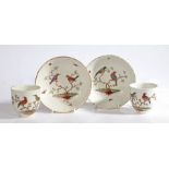 A pair of 18th Century Ludwigsburg porcelain cups and saucers, circa 1770-1775, gilt edged with