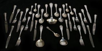 A part canteen of Continental 800 silver table cutlery, possibly Swiss, consisting of six table