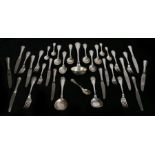 A part canteen of Continental 800 silver table cutlery, possibly Swiss, consisting of six table