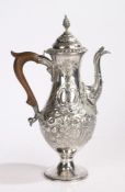 George III silver coffee pot, Sheffield 1775, maker Richard Morton & Co. the domed foliate and