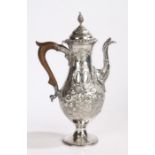 George III silver coffee pot, Sheffield 1775, maker Richard Morton & Co. the domed foliate and