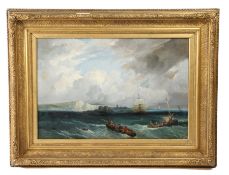 Continental School (19th Century) Shipping Off a Coast oil on canvas 52 x 77cm (20.5'' x 30'')