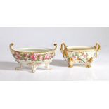 Two early 19th Century English porcelain tureens, of small proportions, the first of oval form