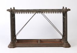 A 19th Century Coalbrookdale stand stick/umbrella stand, in the Gothic manner, having three rows
