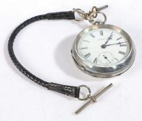 A. W. W. & Co Waltham Mass Silver cased pocket watch, the white dial with Roman numerals and a