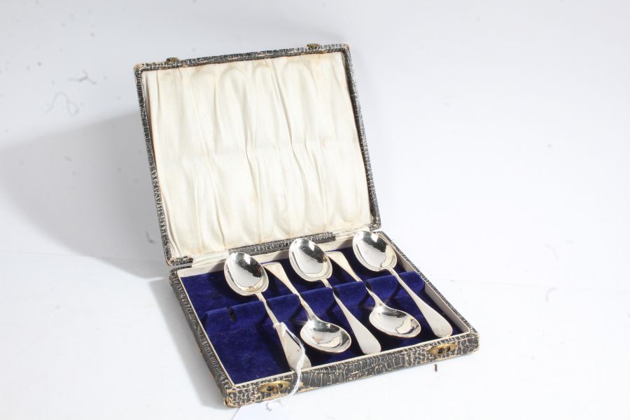 Five George V silver teaspoons, Sheffield 1919, maker William Hutton & Sons Ltd. with old English