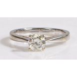 A 9 carat white gold diamond solitaire ring, the approximate diamond carat weight: 0.50ct, ring