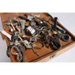 Collection of various wristwatches to include faux Rolex etc housed within a wooden box (Qty)