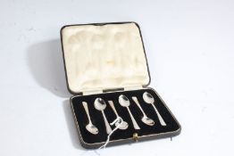 Set of six George VI silver coffee spoons, Sheffield 1938, maker Thomas Bradbury & Sons Ltd. with