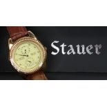 Stauer Admiral Nelson gentleman's gilt wristwatch, the signed gold dial with central subsidiary