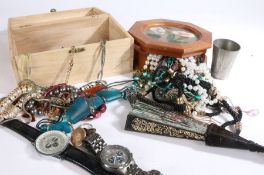 Two boxes of costume jewellery, bijouterie and wristwatches (2)
