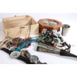 Two boxes of costume jewellery, bijouterie and wristwatches (2)