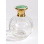 George V silver gilt perfume bottle, Birmingham 1911, maker R.W.F. Ltd. the green and white enamel