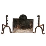 A cast iron fireback, dated '1664' Designed with Charles II Royal Coat of Arms, and cipher 'CR',