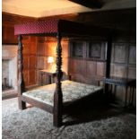 A rare Elizabeth I oak tester bed, circa 1580 Having a twelve-panelled tester, each panel carved