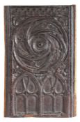 A late 15th century oak panel, circa 1480 Carved with a large occuli, mouchettes, and tracery lancet