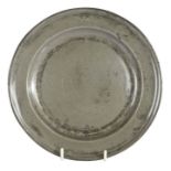 A mid-18th century pewter single reed plate, Newcastle-Upon-Tyne, circa 1750 Touchmark to rear of